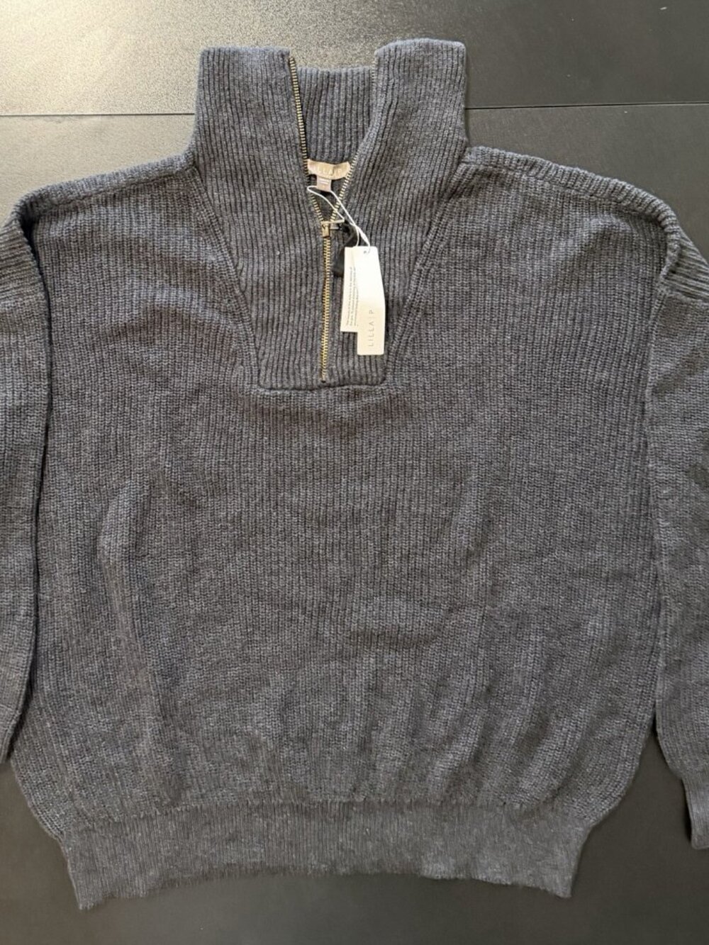 Lilla P Woman’s Grey Pullover Sweater, Sz L NWT
